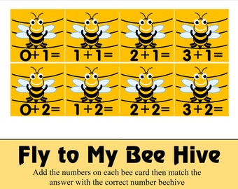 INSTANT DOWNLOAD - Beehive and Bees Math mats - Activity Set for  Learning Centers  - Perfect for Preschool - Kindergarten - homeschool -