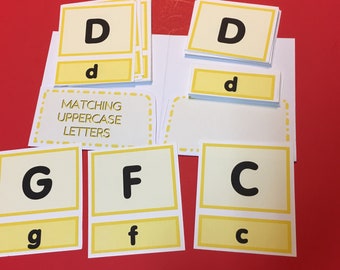 INSTANT DOWNLOAD - Matching Uppercase Letters -Three Part Card Set and Folio - Pre-Reading Series- Montessori Materials