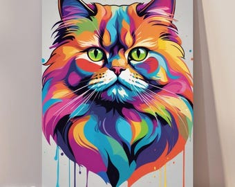 Pop Color Custom Pet Portraits Using Pet Photo Personalized Digital Portrait from Photo Cat Pop Art Portrait Colorful Wall Art Print  WPAP