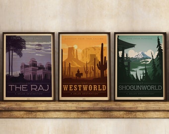 Westworld Shogunworld Raj TV Sci-fi Fantasy Western Vintage Travel Poster Print