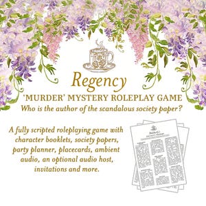 Bridgerton Austen Inspired &#39;Murder&#39; Mystery Role Playing Dinner Party Game