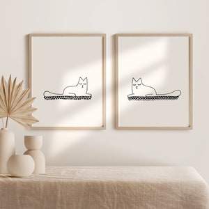 Couple of cats - Set of 2 digital wall art