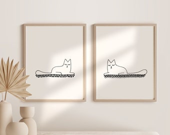 Pareja de gatos - Set de 2 murales digitales