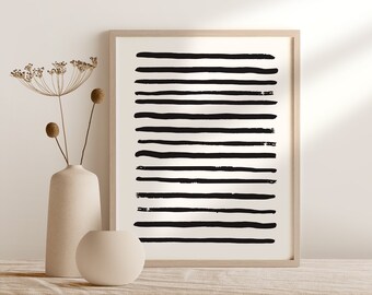 Líneas de tinta impresión digital de arte de pared, póster imprimible abstracto minimalista