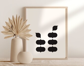 Flores abstractas arte de pared digital, impresión de arte minimalista