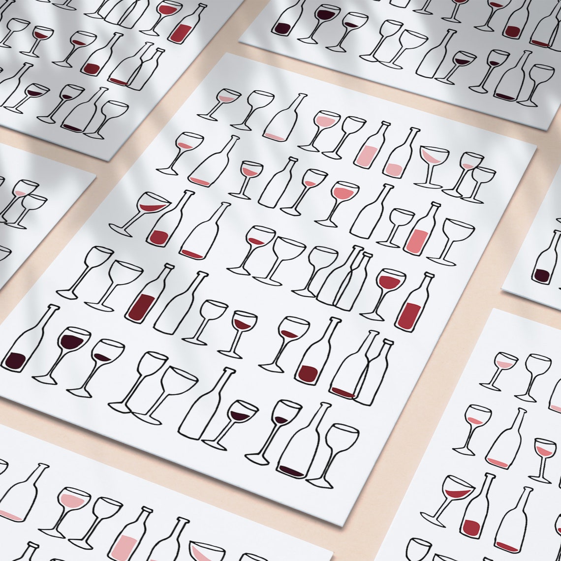 Red Wine Printable Wall Art Poster Bar Wall Decor Wine | Etsy