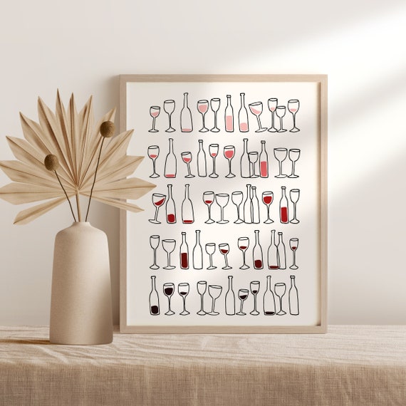 Red Wine Printable Wall Art Poster Bar Wall Decor Wine | Etsy