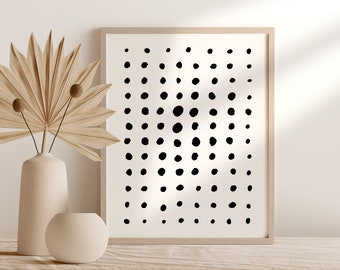 Impresión de arte de pared digital de puntos de tinta, póster imprimible abstracto minimalista