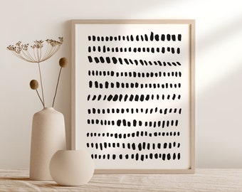 Trazos de tinta impresión digital de arte de pared, póster imprimible abstracto minimalista