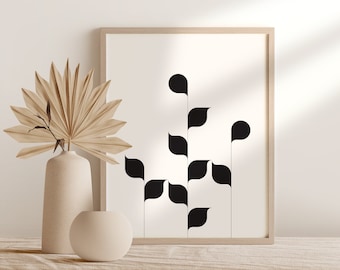 Arte de pared digital botánico, impresión de arte minimalista abstracto