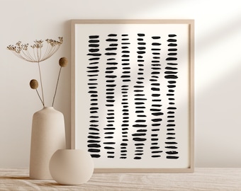 Trazos de tinta impresión digital de arte de pared, póster imprimible abstracto minimalista