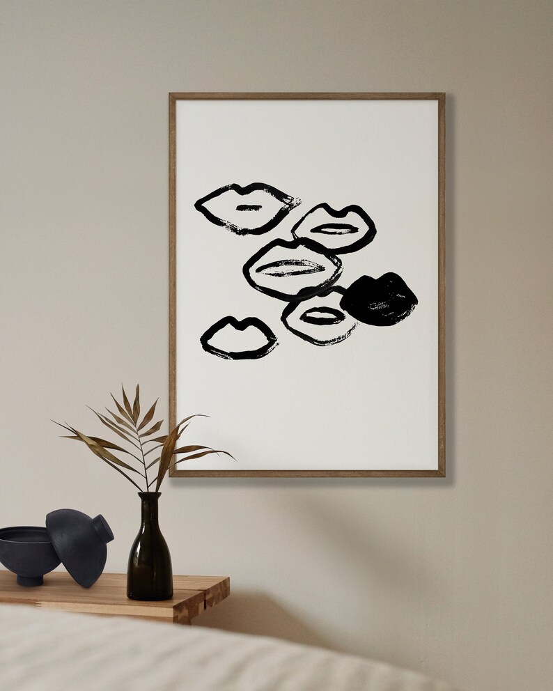 Kisses Printable Wall Art Lips Print Etsy