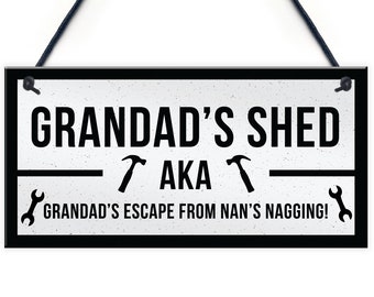 Funny Shed Sign For Grandad Hanging Garden Man Cave Sign Fathers Day Gift