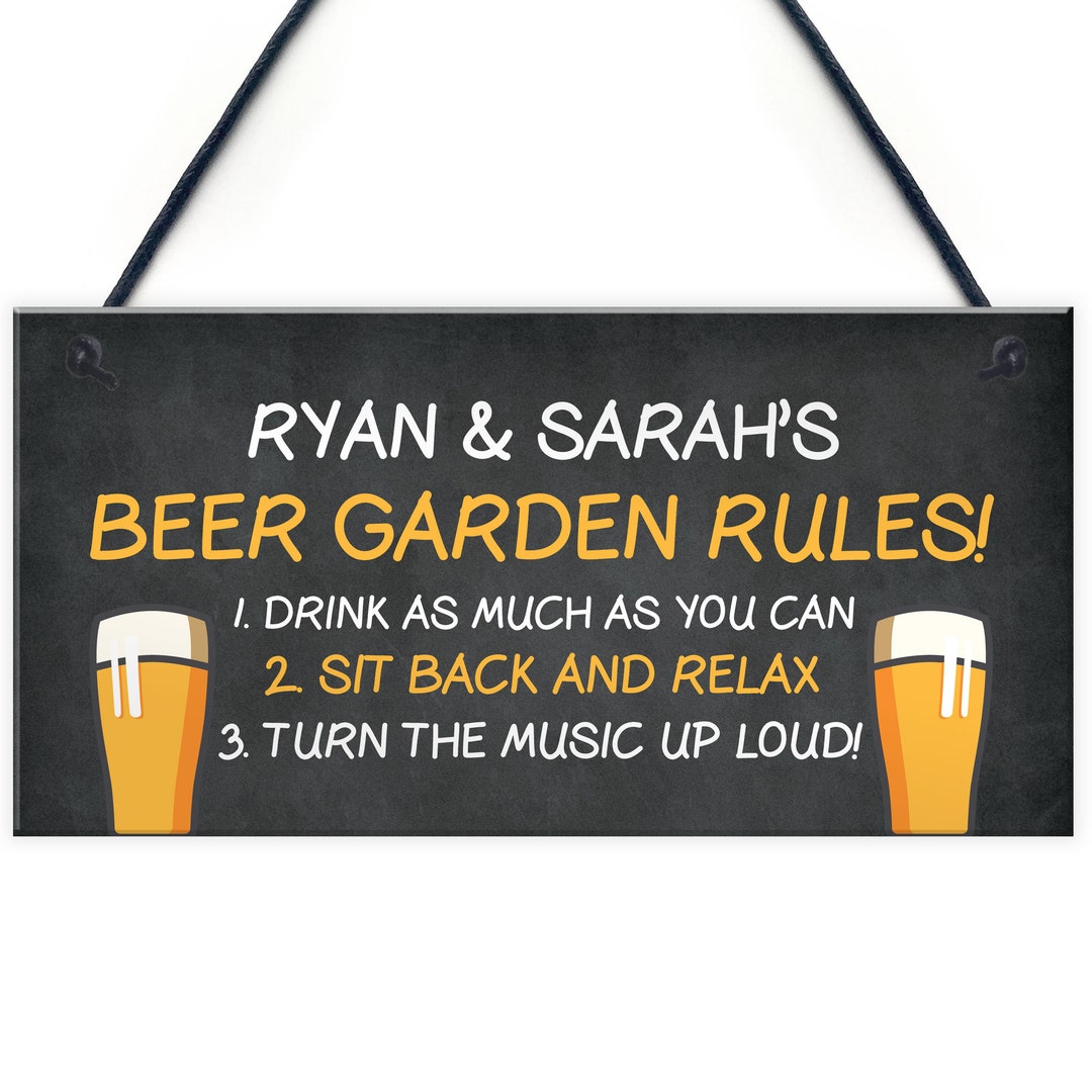 Personalised Beer Garden Sign Rules Sign Man Cave Garden Plaque Beer
