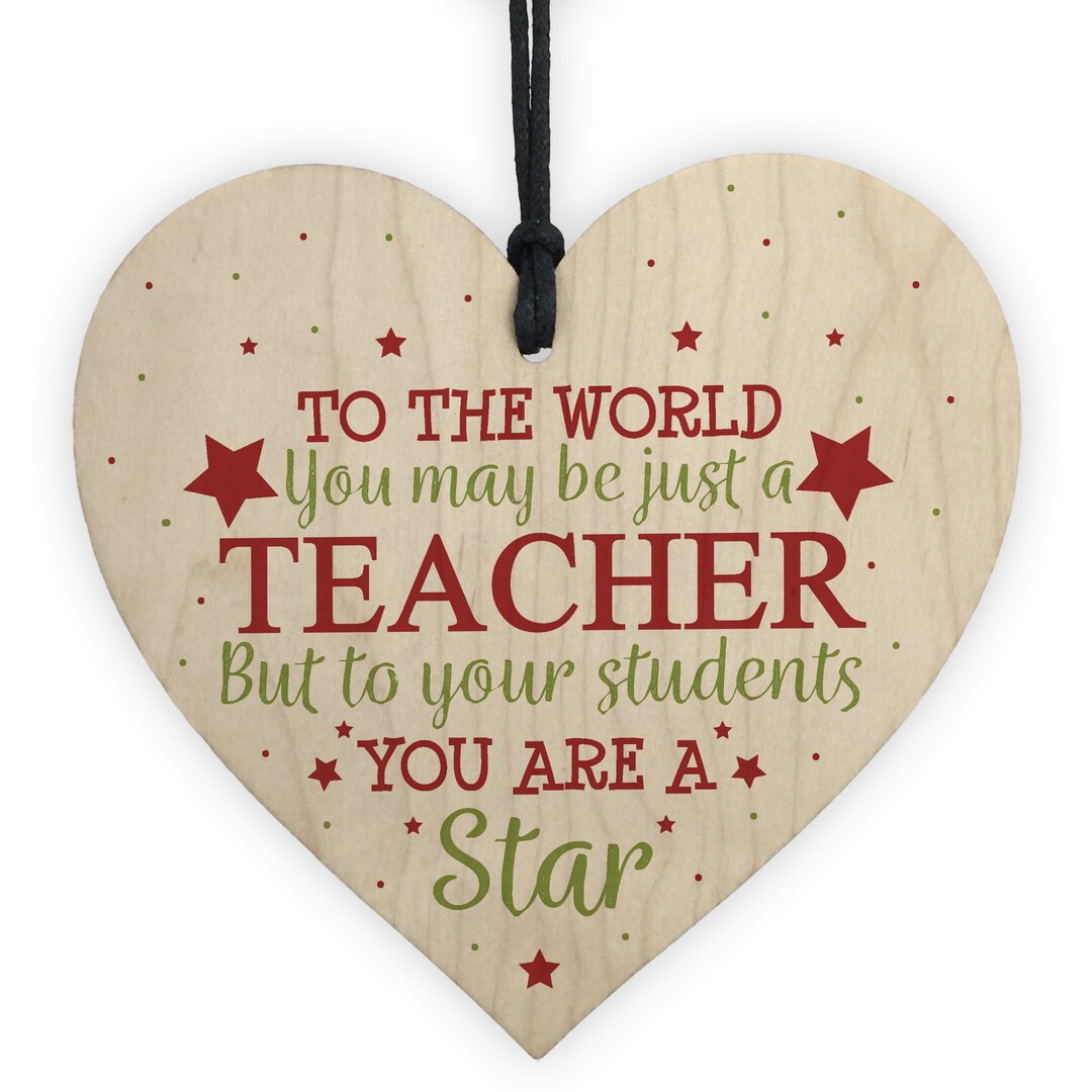 Thank You Teacher Gift Wooden Heart Leaving Goodbye Teaching Assistant ...