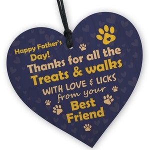 Fathers Day Funny Gifts From The Dog Novelty Wooden Heart Dog Dad Gifts Dog Gifts