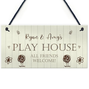 Personalised Playhouse Sign Funny Hanging Door Sign Garden Sign Summerhouse Sign Daughter Son Gift Playhouse Accessories Playhouse Decor