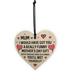 Red Ocean Funny Rude Mothers Day Gifts For Mum Novelty Wooden Heart Mum Gifts For Her image 5