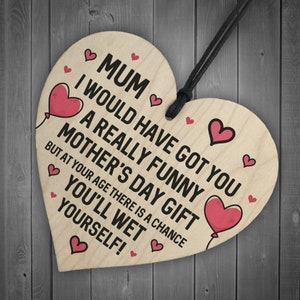 Red Ocean Funny Rude Mothers Day Gifts For Mum Novelty Wooden Heart Mum Gifts For Her image 6