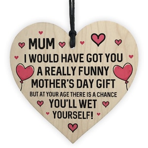 Red Ocean Funny Rude Mothers Day Gifts For Mum Novelty Wooden Heart Mum Gifts For Her image 1