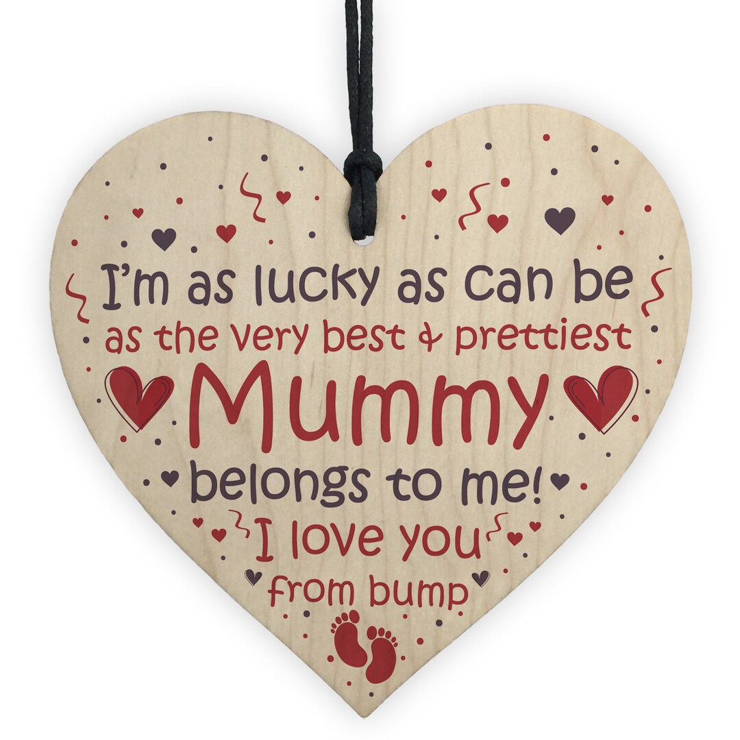 Red Ocean Mummy to Be Gifts Wooden Heart Mothers Day Gift Mummy to Be ...