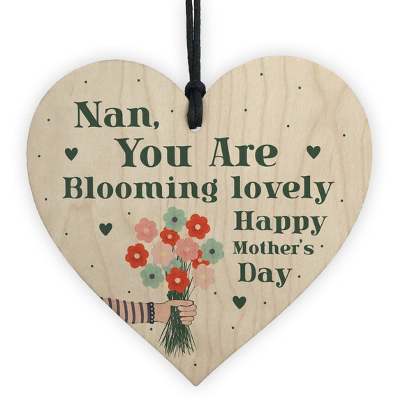 Mothers Day Gifts Wood Heart Blooming Lovely Special Nan Gift From