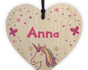 Novelty Unicorn Gift For Sister Daughter Birthday Christmas Unicorn Plaque Wooden Heart Keepsake