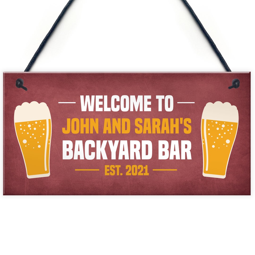 Red Ocean Personalised Backyard Bar Sign Novelty Home Bar Etsy