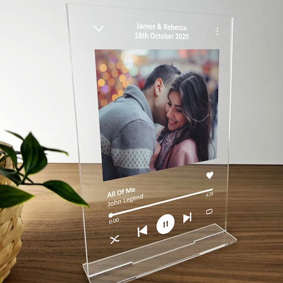Personalised Song Plaque With Stand, Anniversary Gift, Wedding Gift, Music Gift, Music Prints, Any Photo / Song, Gift For Him, Gift For Her