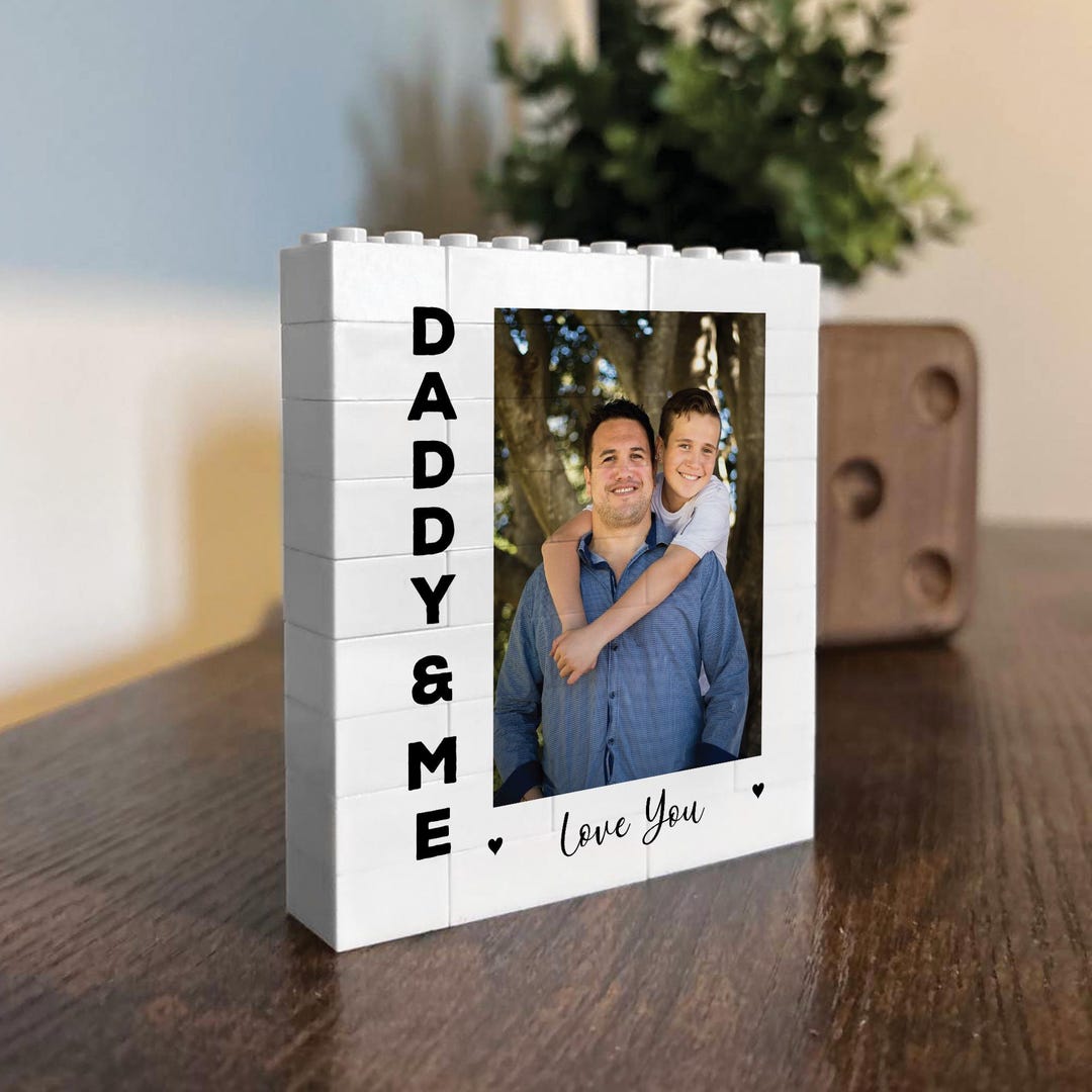 Father Block Personalised Father and Son Photo Block Plaque Birthday Fathers Day ...