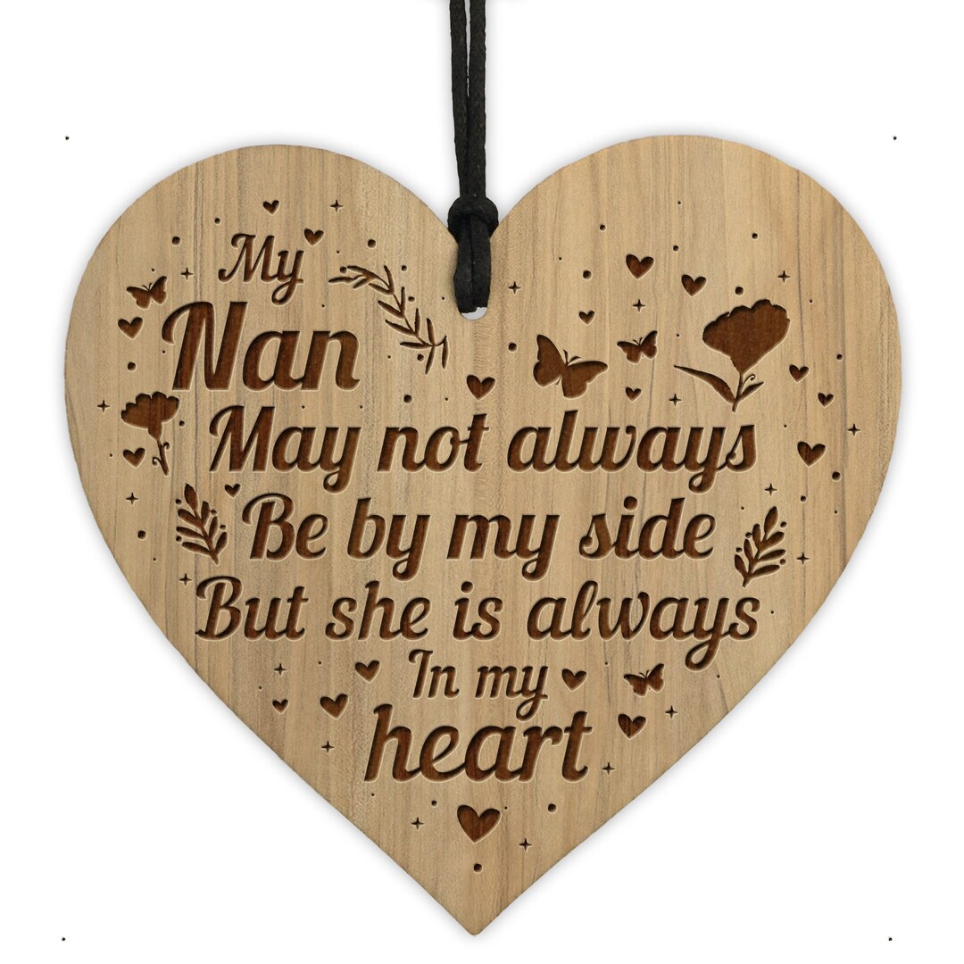 Red Ocean Gift for Nan Wood Heart Special Birthday Christmas Nan Gifts