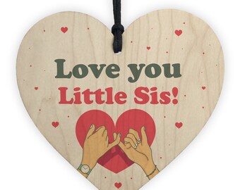 Little Sister Gift Wood Heart Birthday Christmas Gift For Sister Love Plaque Keepsake