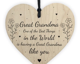 Mothers Day Gift For Great Grandma Wood Heart Thank You Birthday Gift From Grandchildren