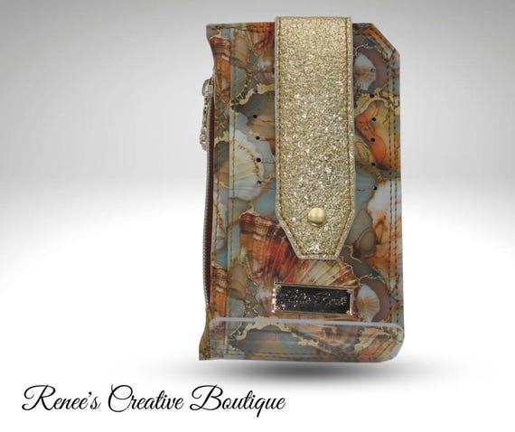 Seashell Purse Pal Wallet, card slots, slip pocket, zipper coin pocket, slim wallet, water resistant vinyl, beach, great gift, ready to ship