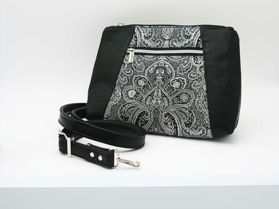 Black and metallic silver Sunshine Crossbody, Black and silver purse, medium handbag, shoulder bag, gifts for girlfriend, gifts for wife,
