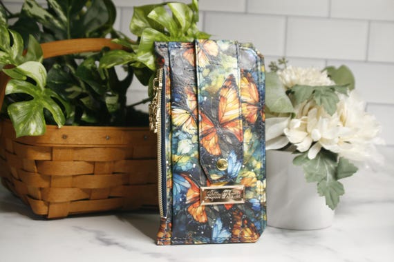 Watercolor Butterfly Slim Wallet: Coin Pocket, Card Slots