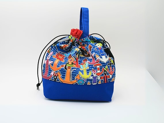 Nautical Mouse-Inspired Bucket Bag – Colorful Anchor Beach Bag with Drawstring & Interior Pockets