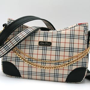 Annabelle Tartan Crossbody Purse - Elegante karierte Handtasche mit Goldkette, Luxustasche, stilvoll und schick Crossbody für Frauen