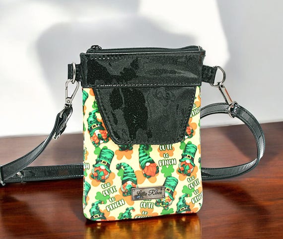 St. Patrick's Day Gnome Phone Sling: Handmade Vinyl Crossbody Bag