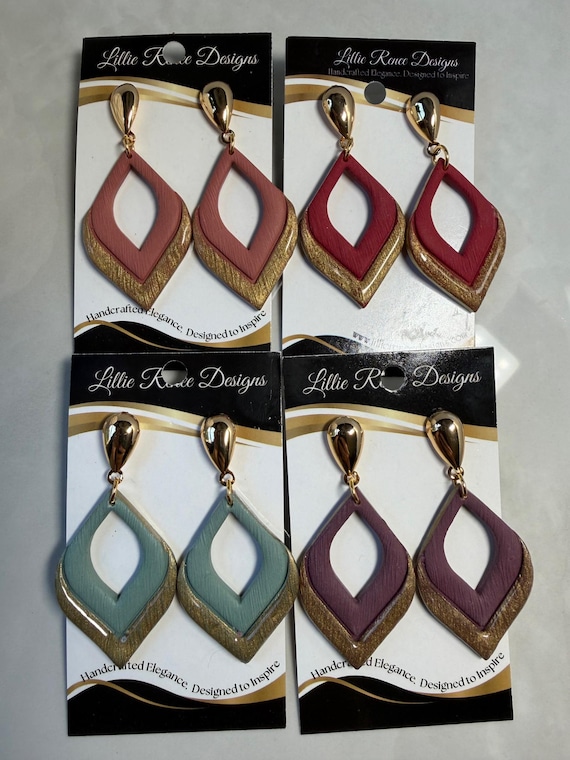 Viola Elegant Drop Earrings with gold plated teardrop posts