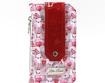 Valentine Gnome Slim Wallet: roze en rode vinyl kaarthouder