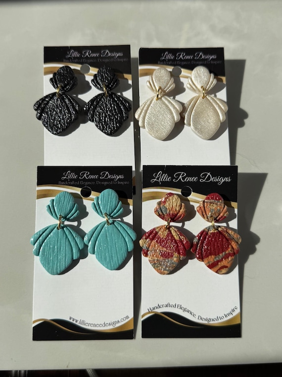 Double Shell Polymer Clay Earrings in a variety of colors