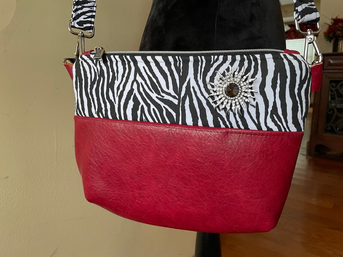 Zebra print purse zebra and red purse shoulder bag animal Etsy