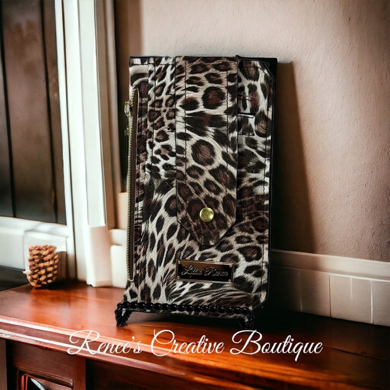 Leopard vinyl purse pal, slim wallet, animal print wallet, womens gifts, brown wallets, Mother's Day gifts, Christmas gifts,