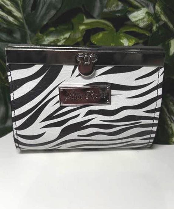Black and White Zebra Accordion Wallet – Silver Bar Flip Lock Wallet, Handmade Organizer