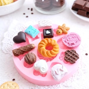 Miniature Sweets Silicone Mold – Chocolate, Cookies & Dessert Mold for Polymer Clay, Resin, Jewelry Making, Kawaii Mini Food Mold
