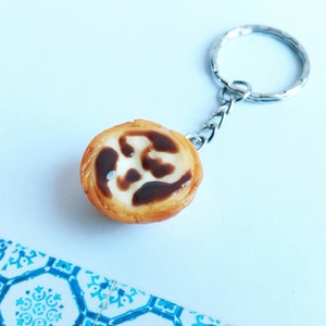 Portuguese Egg Tart Keychain Miniature Food Kawaii Charms Polymer Clay Charms Food Accessories Gift Portugal image 4