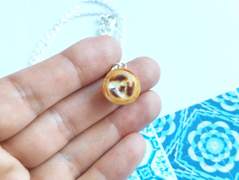 Portuguese Egg Tart Necklace Miniature Food Food Charms Food Jewelry Kawaii Charms Gift Portugal Portuguese Jewelry image 5