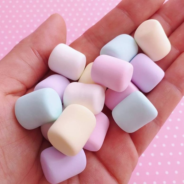 5 Regenbogen Marsmallows Cabochons, Decoden, DIY, Fake Food Cabochons, Slime, Fimo, Handyhülle