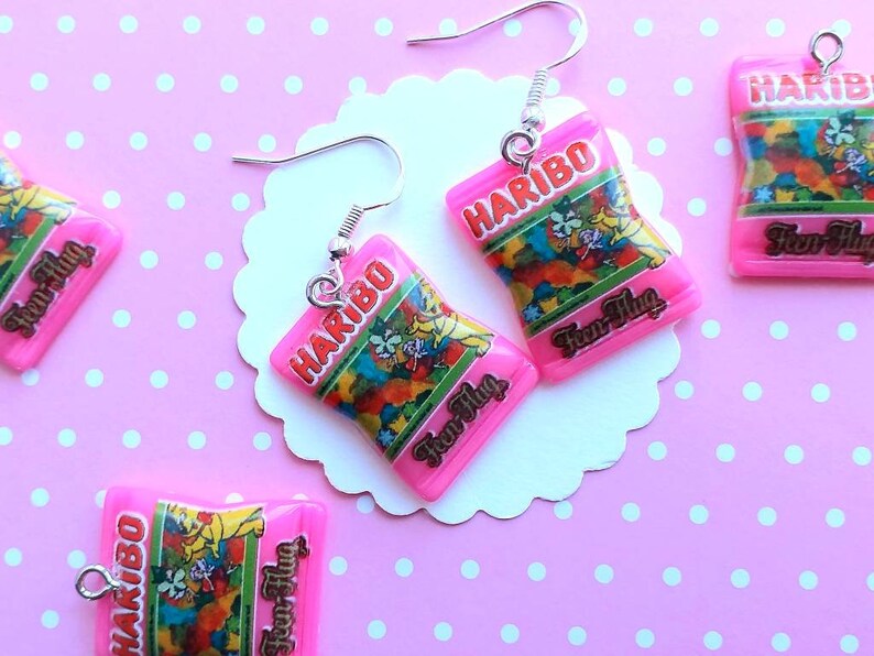 Miniature Food- Dangle Earrings Gift Kawaii Jewelry Sweets Bag of Sweets Earrings -Food Jewelry
